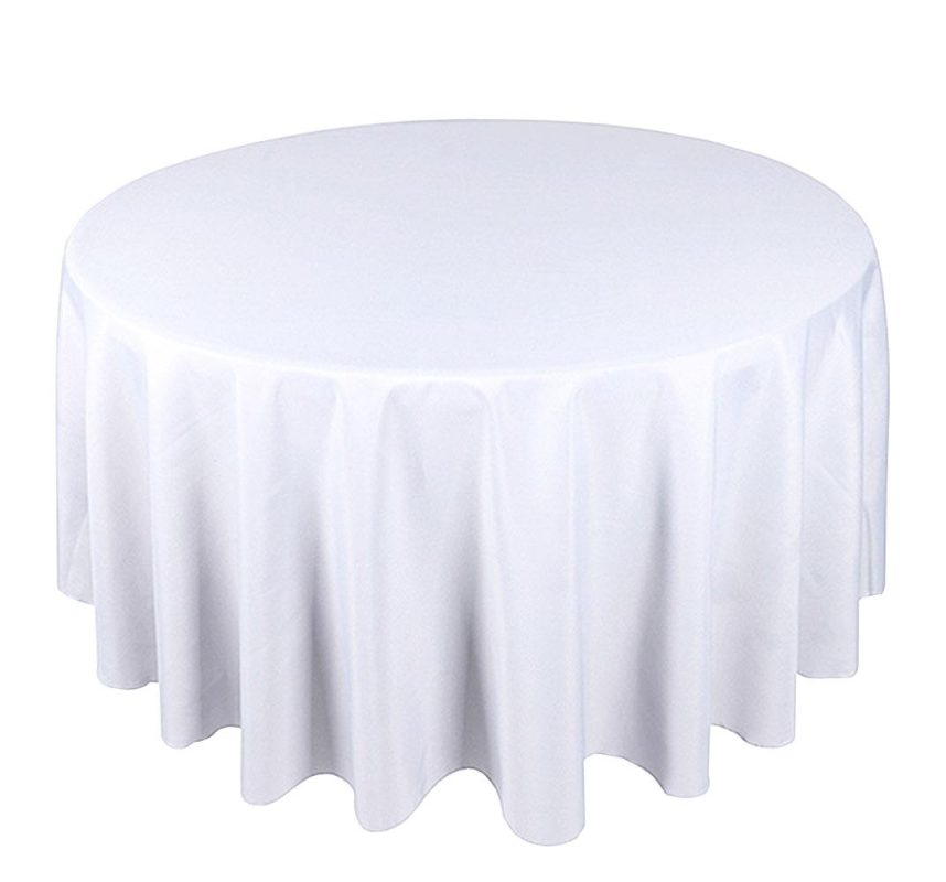 90" Round White Polyester Tablecloth Elegant Event Essentials