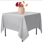 90 x 90'' Grey Polyester Tablecloth - Image 2