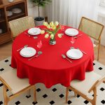 Nappe ronde en polyester rouge 54'' – Image 5