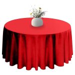 Nappe ronde en polyester rouge 54'' – Image 4