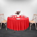 Nappe ronde en polyester rouge 54'' – Image 3