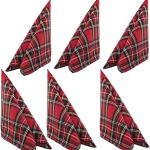 Serviettes de table écossaises traditionnelles en tartan rouge (6 pièces)