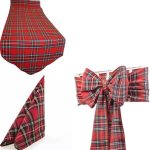 Serviettes de table écossaises traditionnelles en tartan rouge (6 pièces) + 1 chemin de table (12 "x108") + 6 écharpes (8 "x108")